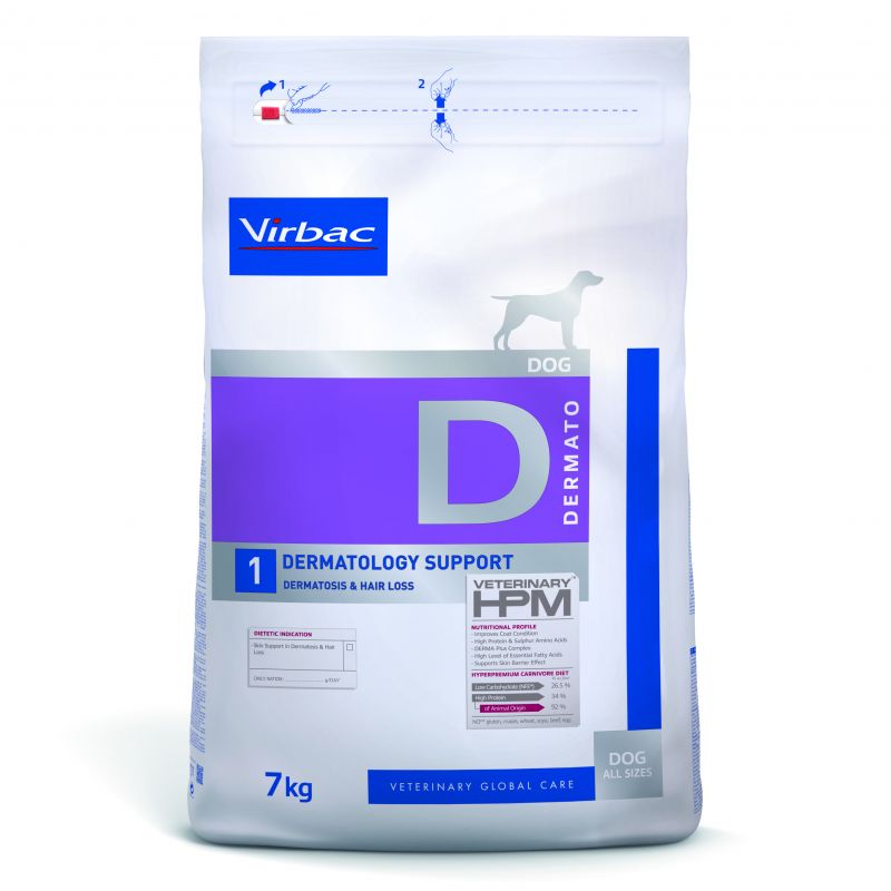 CROQUETTES CHIEN VETERINARY HPM DOG D1 DERMATOLOGY SUPPORT - VIRBAC