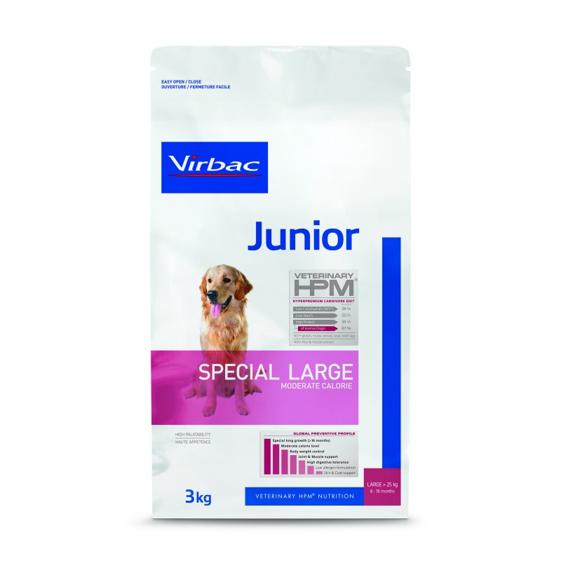 CROQUETTES CHIEN VETERINARY HPM DOG JUNIOR SPECIAL LARGE - VIRBAC