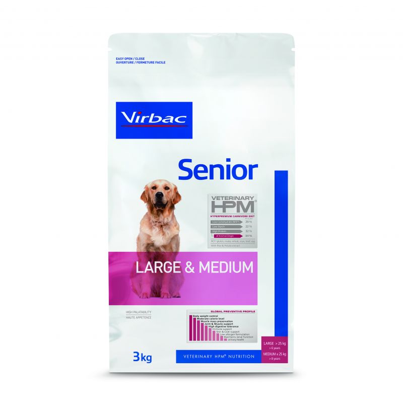 CROQUETTES CHIEN VETERINARY HPM DOG SENIOR LARGE & MEDIUM - VIRBAC