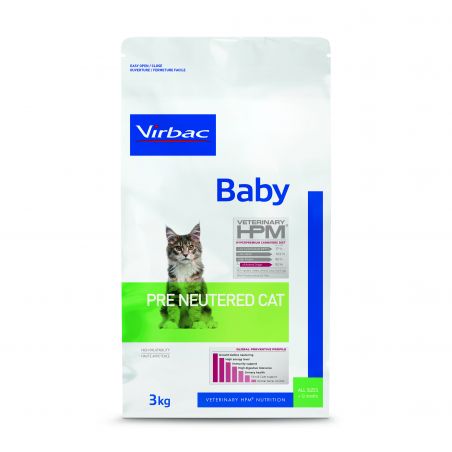 CROQUETTES CHAT VETERINARY HPM CAT BABY PRE NEUTERED - VIRBAC