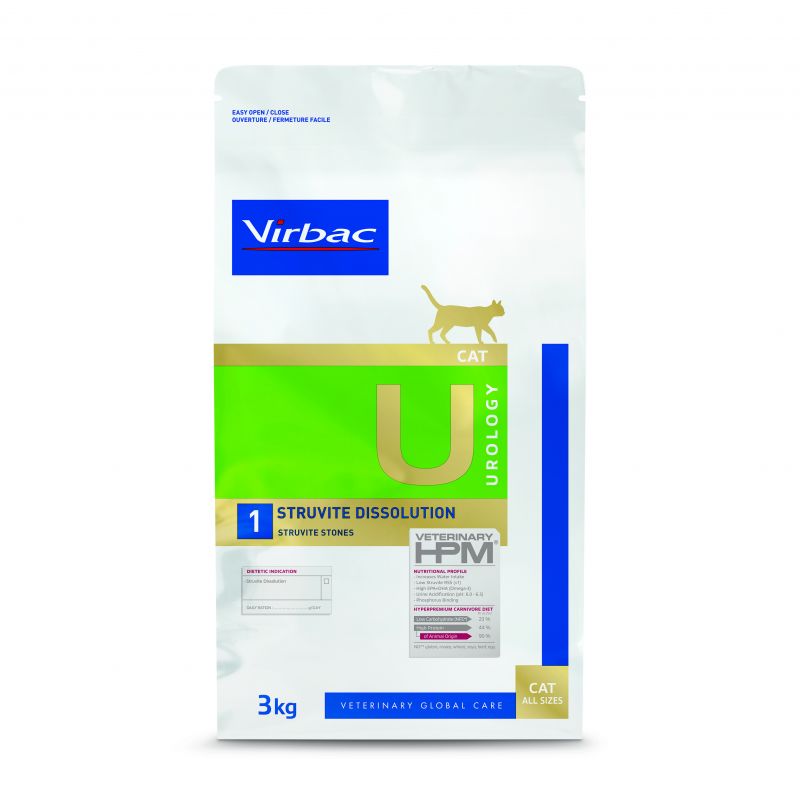 CROQUETTES CHAT VETERINARY HPM CAT U1 UROLOGY STRUVITE - VIRBAC