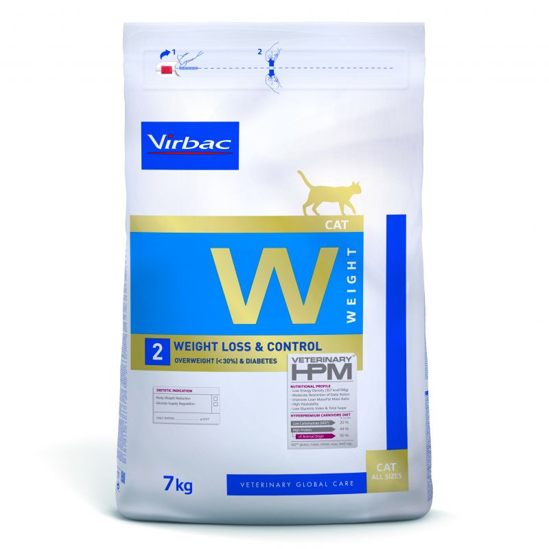 CROQUETTES CHAT VETERINARY HPM CAT W2 WEIGHT LOSS&CONTROL - VIRBAC