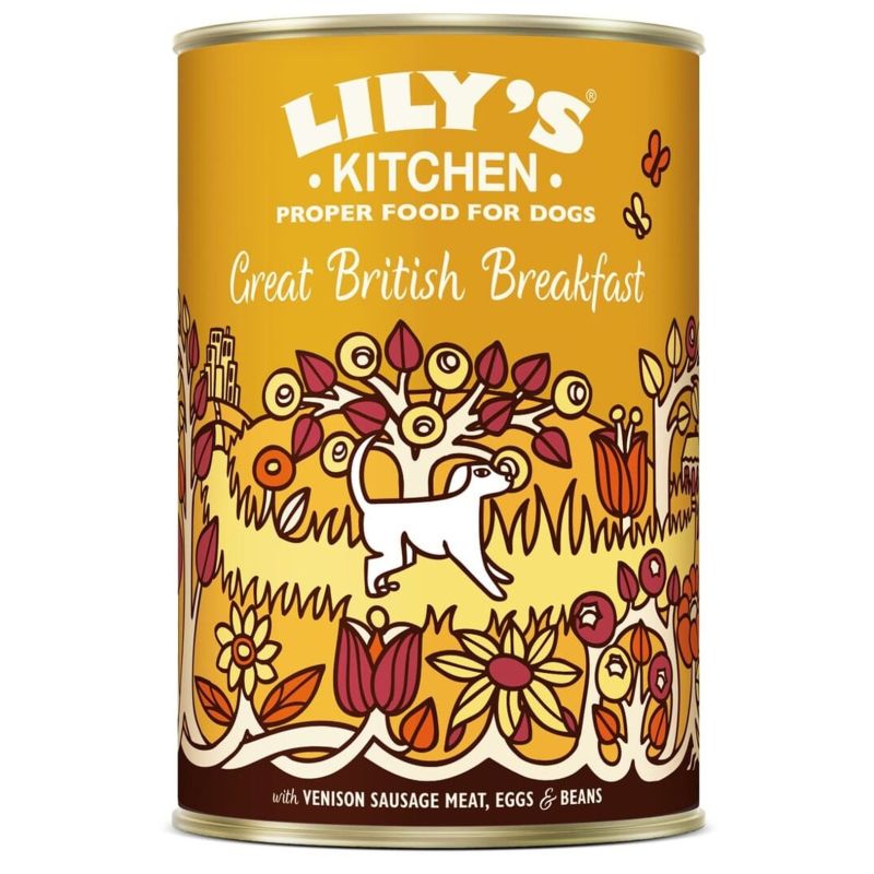 PATEE CHIEN GREAT BRITISH BREAKFAST SAUCE CHEVREUIL OEUF HARENG (boite) - LILY'S KITCHEN