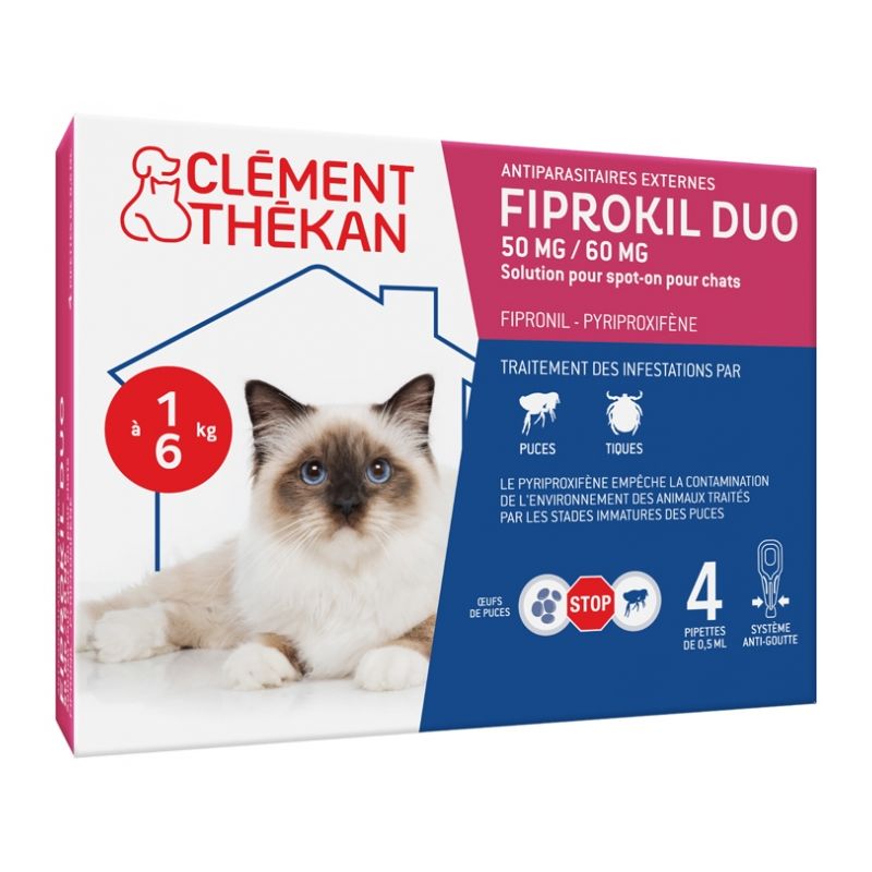 FIPROKIL DUO CHATmoins de 4 KG - CLEMENT THEKAN