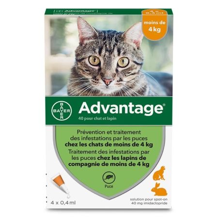 PIPETTES ANTIPARASITAIRE CHAT / LAPIN ADVANTAGE 40 (1,5-4 kg) - BAYER