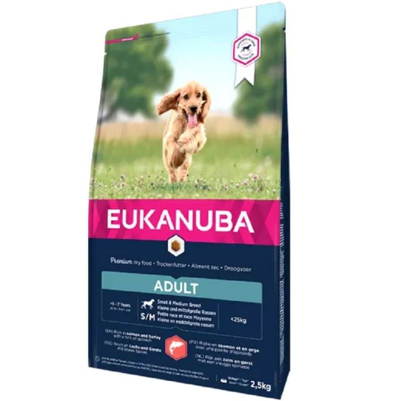 CROQUETTES CHIEN ADULT SAUMON SMALL / MEDIUM - EUKANUBA