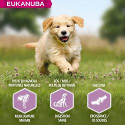 CROQUETTES CHIEN PUPPY JUNIOR AGNEAU LARGE - EUKANUBA