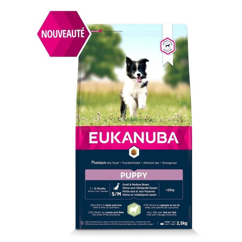 CROQUETTES CHIEN PUPPY JUNIOR AGNEAU SMALL / MEDIUM - EUKANUBA