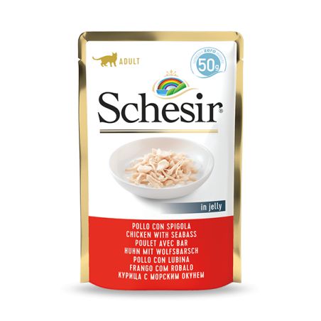 Pâtée en gelée poulet/bar chat (sachet 50g) - SCHESIR