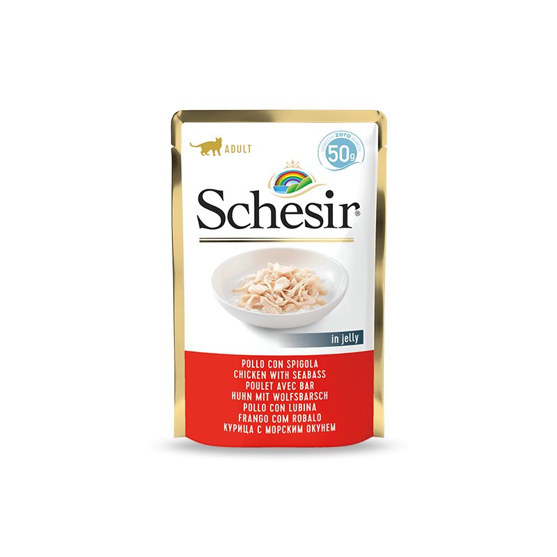 Pâtée en gelée poulet/bar chat (sachet 50g) - SCHESIR