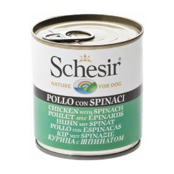 Pâtée en gelée Poulet/Epinards chien (boite 285g) - SCHESIR