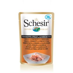 Pâtée en gelée thon/poulet/crevettes chat (sachet 85g) - SCHESIR