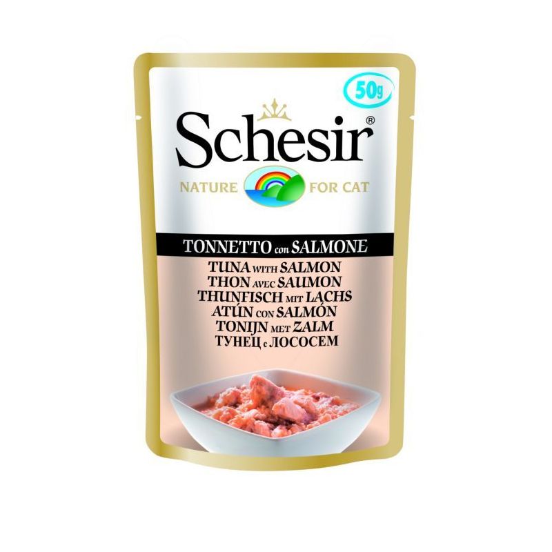 Pâtée en gelée thon/saumon chat (sachet 50g) - SCHESIR