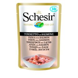 Pâtée en gelée thon/saumon chat (sachet 50g) - SCHESIR