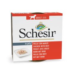 Pâtée en gelée filet poulet/boeuf chien (boite 150g) - Schesir