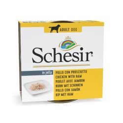 Pâtée en gelée filet poulet/jambon chien (boite 150g) - Schesir