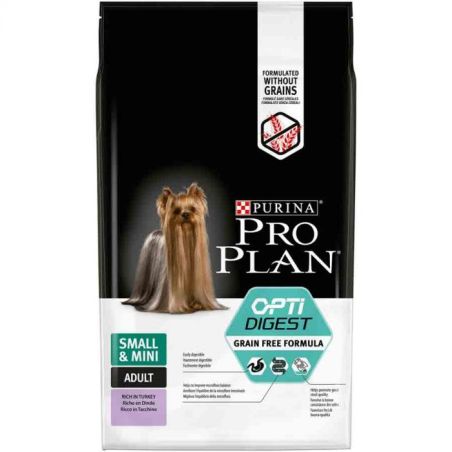 CROQUETTES CHIEN SMALL & MINI ADULT SENSITIVE DIGESTION avec OPTIDIGEST GRAIN FREE DINDE - PURINA PROPLAN