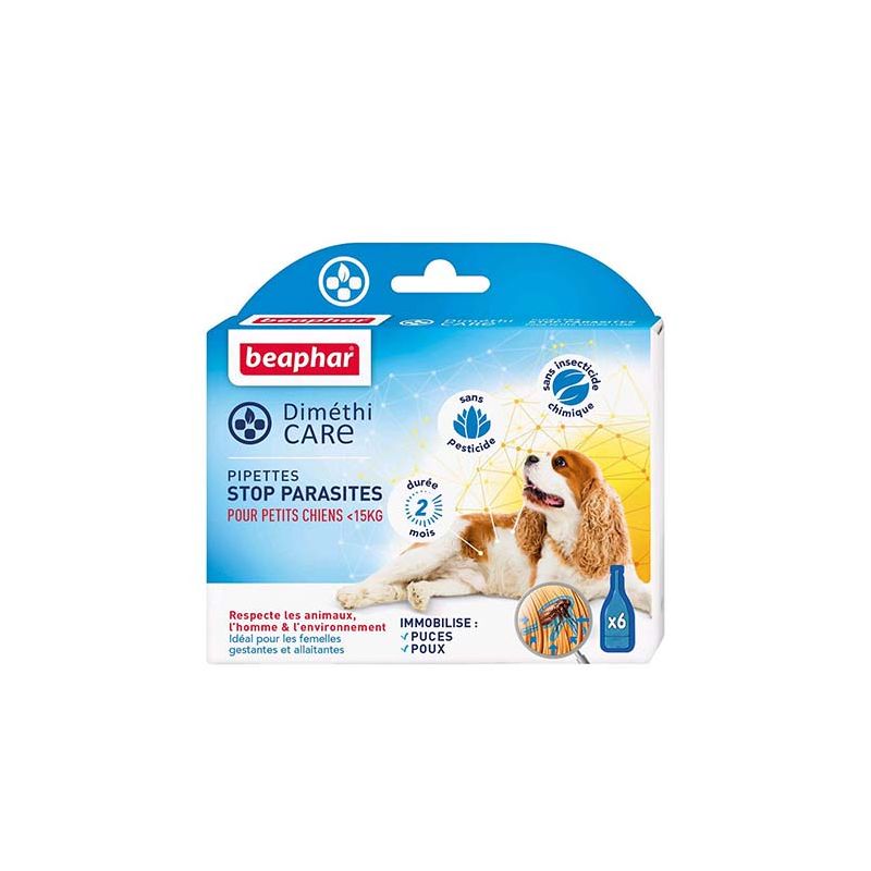 DIMETHICARE STOP PARASITE CHIENS S ( moins de 15 KG) - BEAPHAR