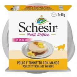 Paté en Mousse Petit Délice, Poulet/Thon et mangue pour Chat - SCHESIR