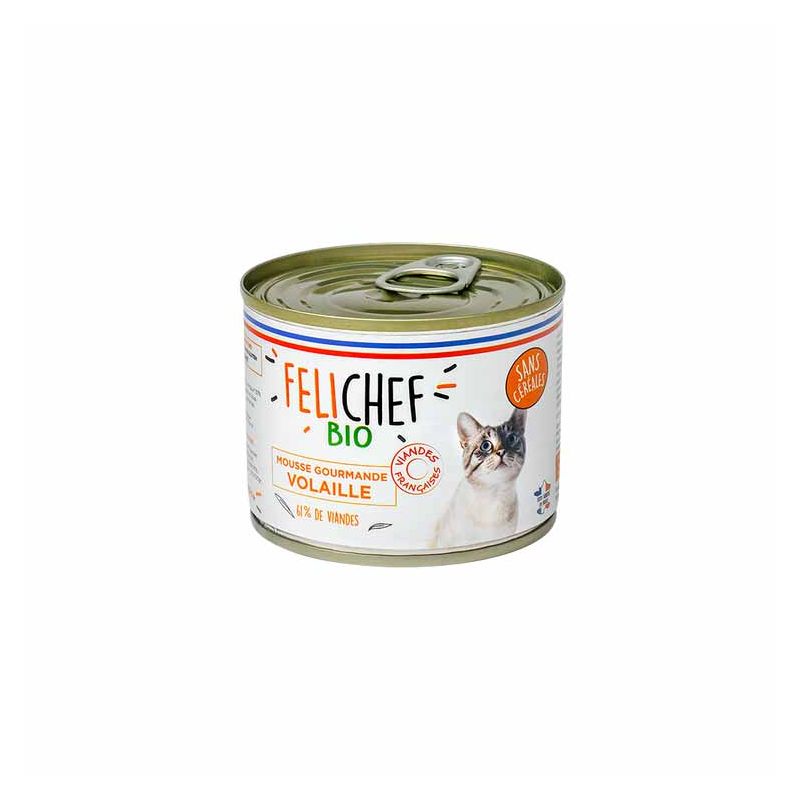 TERRINE BIO CHAT ADULTE MOUSSE POULET SANS CEREALE - FELICHEF