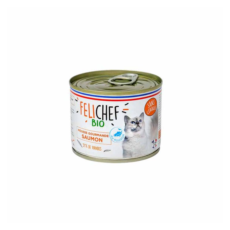 TERRINE BIO CHAT ADULTE MOUSSE SAUMON SANS CEREALE - FELICHEF