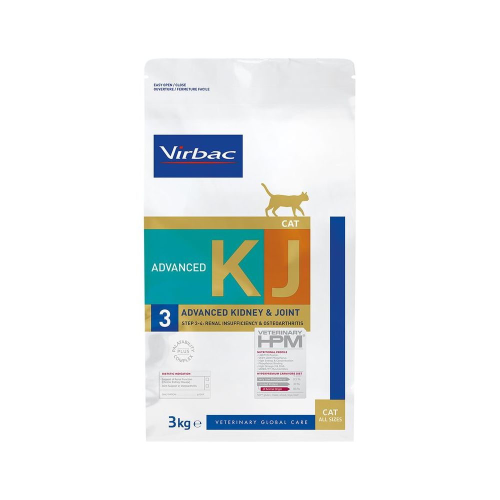 CROQUETTES CHAT - VETERINARY HPM CAT KJ3 ADVANCED KIDNEY JOINT - VIRBAC
