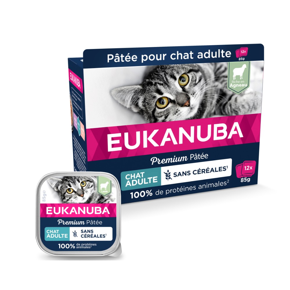Eukanuba - Chat Adulte - Sans céréales - pâtée Agneau