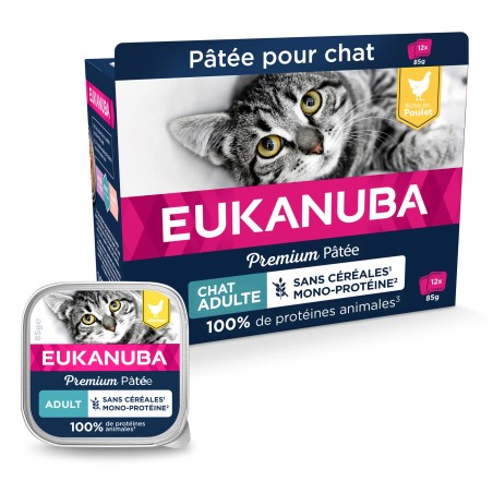 Eukanuba Adulte Sans céréales pâté Mono protéine Poulet