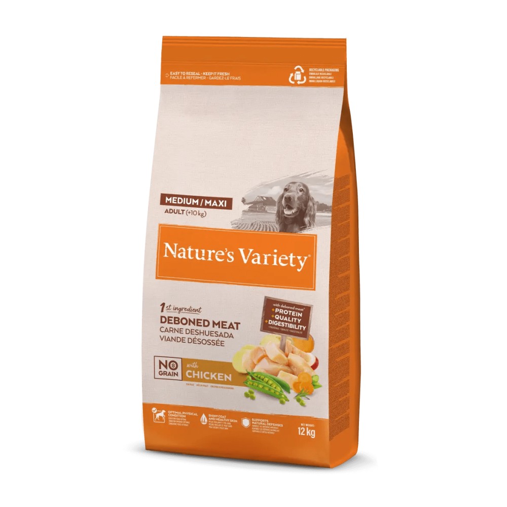 CROQUETTE SELECTED CHIEN MEDIUM / MAXI ADULTE SANS CEREALES POULET - 600g -NATURE'S VARIETY