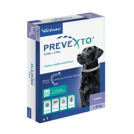 Prevexto - Collier antiparasitaire Chien + 8kg
