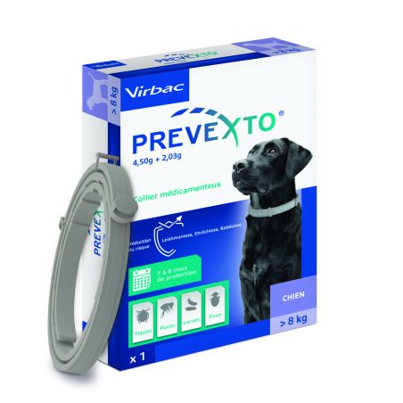 Prevexto - Collier antiparasitaire Chien + 8kg