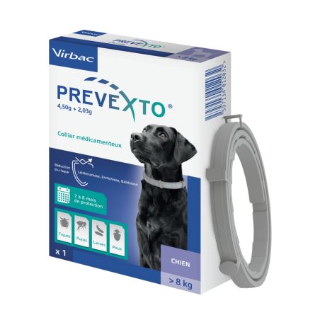 Prevexto - Collier antiparasitaire Chien + 8kg
