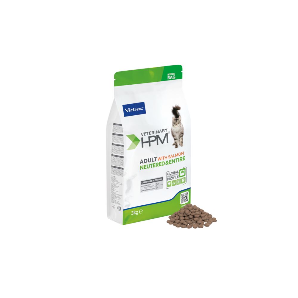 CROQUETTES CHAT VETERINARY HPM CAT ADULT NEUTERED & ENTIRE SAUMON - VIRBAC
