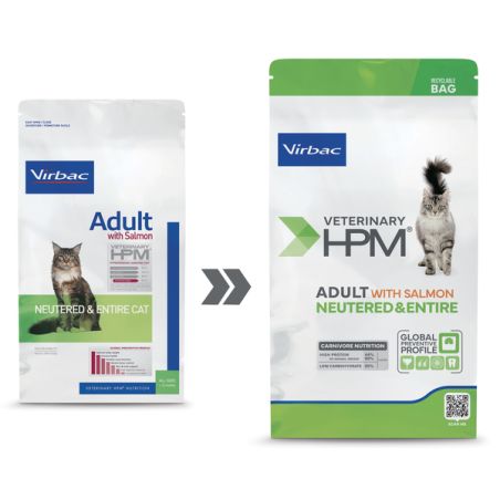 CROQUETTES CHAT VETERINARY HPM CAT ADULT NEUTERED & ENTIRE SAUMON - VIRBAC
