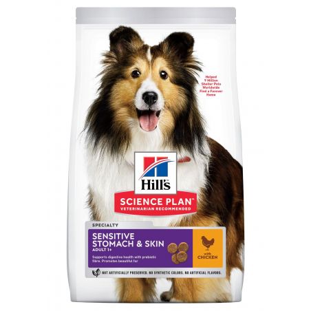 CROQUETTES CHIEN SCIENCE PLAN ADULTE MEDIUM SENSITIVE STOMACH & SKIN POULET - HILL'S