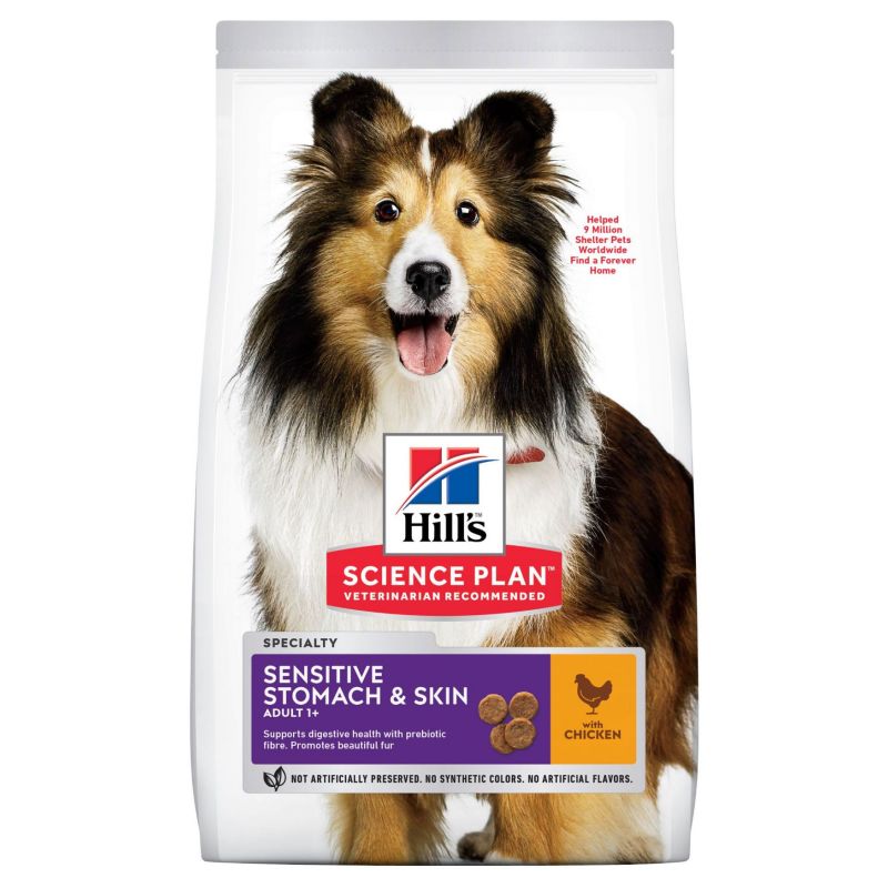 CROQUETTES CHIEN SCIENCE PLAN ADULTE MEDIUM SENSITIVE STOMACH & SKIN POULET - HILL'S