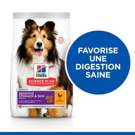 CROQUETTES CHIEN SCIENCE PLAN ADULTE MEDIUM SENSITIVE STOMACH & SKIN POULET - HILL'S