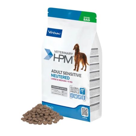 CROQUETTES CHIEN VETERINARY HPM DOG NEUTERED SENSITIVE LARGE & MEDIUM - VIRBAC