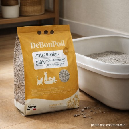 Litière DeBonPoil Chat Charbon 10L – Agglomérante Anti-Odeur