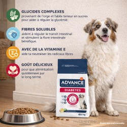 Croquettes chien diabétique Advance Diabetes Colitis