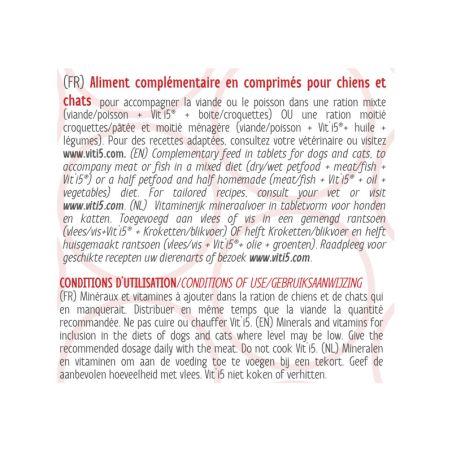 Vit’i5 Rouge Comprimés – Ration Ménagère Chien &amp; Chat