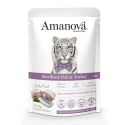 Pâtée Chat Stérilisé Sans Céréales Poisson & Dinde Amanova 85g