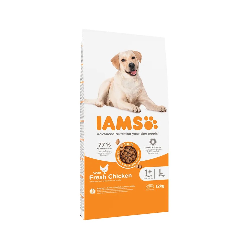SAC DE CROQUETTE pour chien de grande taille et adulte au poulet de la marque IAMS