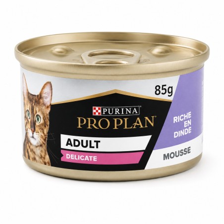 Delicate Mousse Dinde Chat conserve de 85g de la marque PURINA PROPLAN