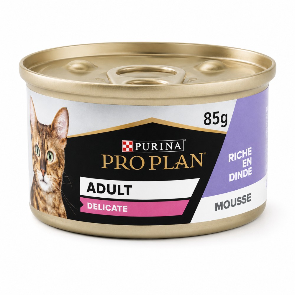 Delicate Mousse Dinde Chat conserve de 85g de la marque PURINA PROPLAN