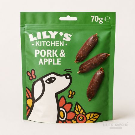 Friandises Chien Lily's Kitchen Saucisses au porc et aux pommes – 70 g