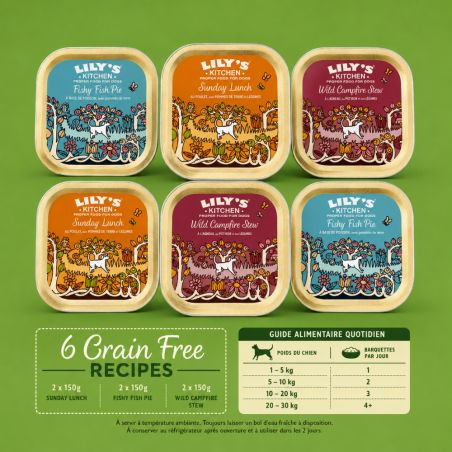 Pâtée chien Multipack Sans Céréales 6x150g – poulet, poisson & gibier