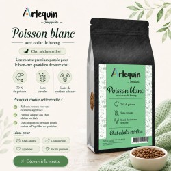 Croquettes Chat Stérilisé Poisson Blanc et Caviar de Hareng - Arlequin Irrésistible