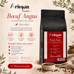 CROQUETTE CHIEN SANS CÉRÉALES ARLEQUIN IRRÉSISTIBLE BOEUF ANGUS (65%)