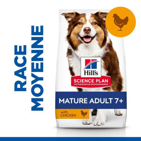 CROQUETTES CHIEN SCIENCE PLAN ADULT MATURE 7+ MEDIUM POULET - HILL'S